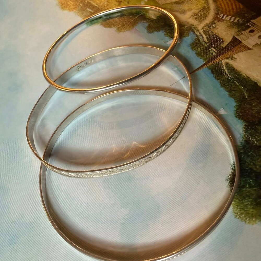 Set of 3 Vintage Burkhardt Sterling Silver Bangles